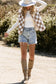 Mindi Checkered Sherpa Collared Jacket Vest