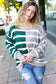 Hunter Green & Taupe Striped Color Block Sweater