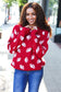 Game Day Red Football Print Jacquard Knit Sweater