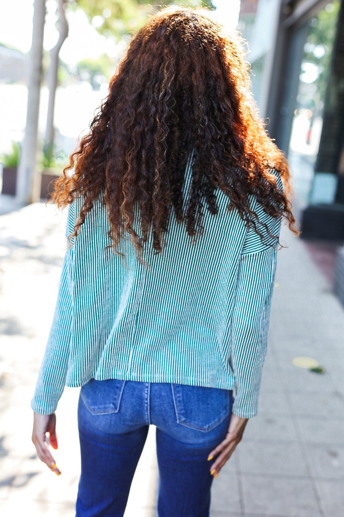 Hello Beautiful Green Rib Dolman Cropped Top