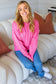 True Love Pink Lace Trim Oversized Knit Sweater