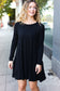 Classic Elegance Black Long Sleeve Shift Knit Dress