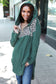 Diva Dreams Olive Leopard Print Half Zip Longline Hoodie