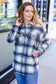 Boldly You Navy Plaid Fringe Button Down Shacket