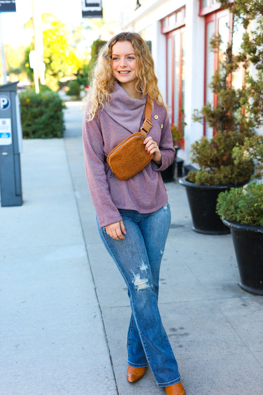 Maple Brown Sherpa Crossbody Sling Bag