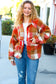 It's Your Best Rust & Camel Plaid Sherpa Button Down Jacket