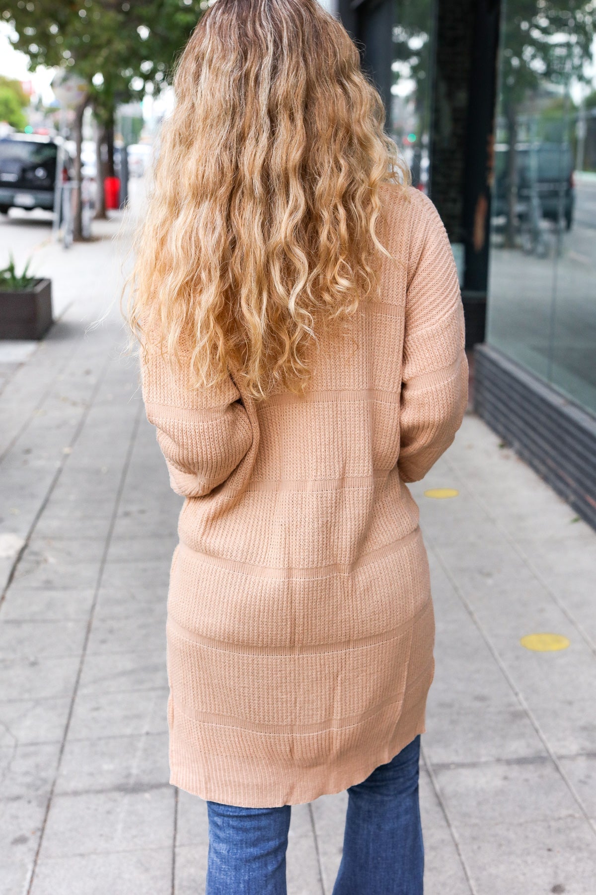 You Got This Oatmeal Striped Knit Open Cardigan