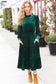 Holiday Dreaming Hunter Green Velvet Mock Neck Smocked Waist Dress