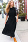 Black Floral Sequin Puff Sleeve Mock Neck Tiered Maxi Dress