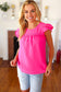 All For You Fuchsia Scallop Lace Yoke Tulip Sleeve Top