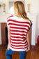 Stars & Stripes Americana V Neck Dolman Sweater Top