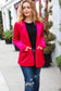 Dazzling Magenta Velvet Lapel Blazer