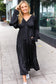 Elegant Black Elastic V Neck Tiered Satin Maxi Dress