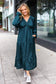 Elegant Hunter Green Elastic V Neck Tiered Satin Maxi Dress