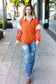 Falling For You Rust Color Block Collared French Terry Top