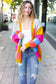 Spread Joy Multicolor Chunky Knit Color Block Patchwork Cardigan