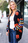 Pumpkin Multicolor Stripe Jacquard Knit Open Cardigan