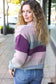 Fall For You Mauve Multicolor Stripe Cable Knit Mock Neck Sweater