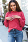 Stay Awhile Red Brushed Melange Puff Short Sleeve Sweater