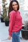 Stay Awhile Red Brushed Melange Puff Short Sleeve Sweater