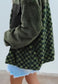 Pocketed Checkered Collared Neck Snap Down Jacket