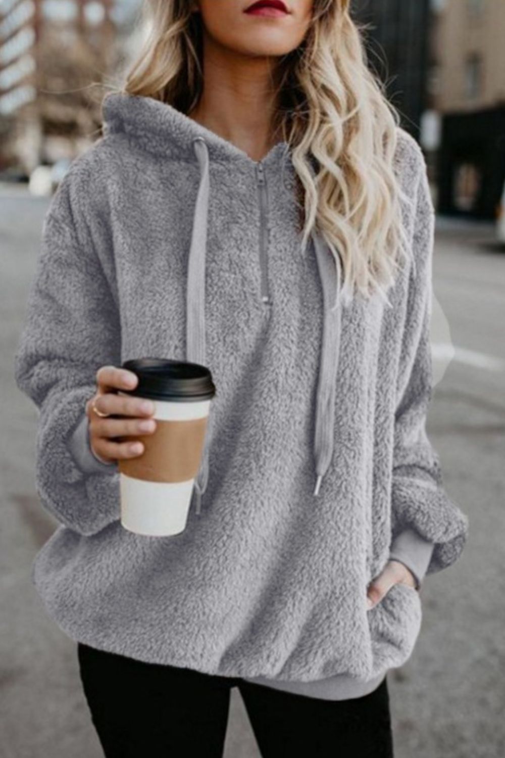 Teri Quarter-Zip Teddy Hoodie