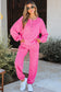 Vera Raw Edge Half Buttons Pullover and Jogger Pants Set