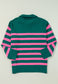 Contrast Striped Quarter Zip Long Sleeve Sweater