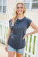 Charming In Charcoal Asymmetrical Shirred Modal Top