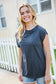 Charming In Charcoal Asymmetrical Shirred Modal Top