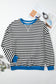 Elliana Stripe Crossed Stitch Drop Shoulder Sweatshirt