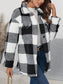 Plaid Button Up Long Sleeve Fuzzy Jacket