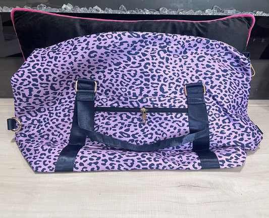 Lavender & Navy Leopard Travel Bag