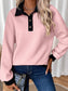 Texture Quarter Button Long Sleeve Sweatshirt