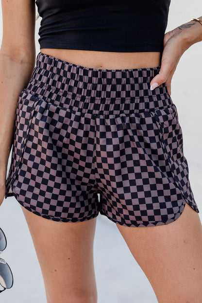 Let’s Go Checkered Elastic Waist Shorts