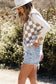 Mindi Checkered Sherpa Collared Jacket Vest