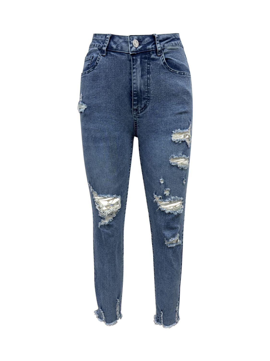 Distressed Raw Hem Jeans