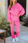 Vera Raw Edge Half Buttons Pullover and Jogger Pants Set
