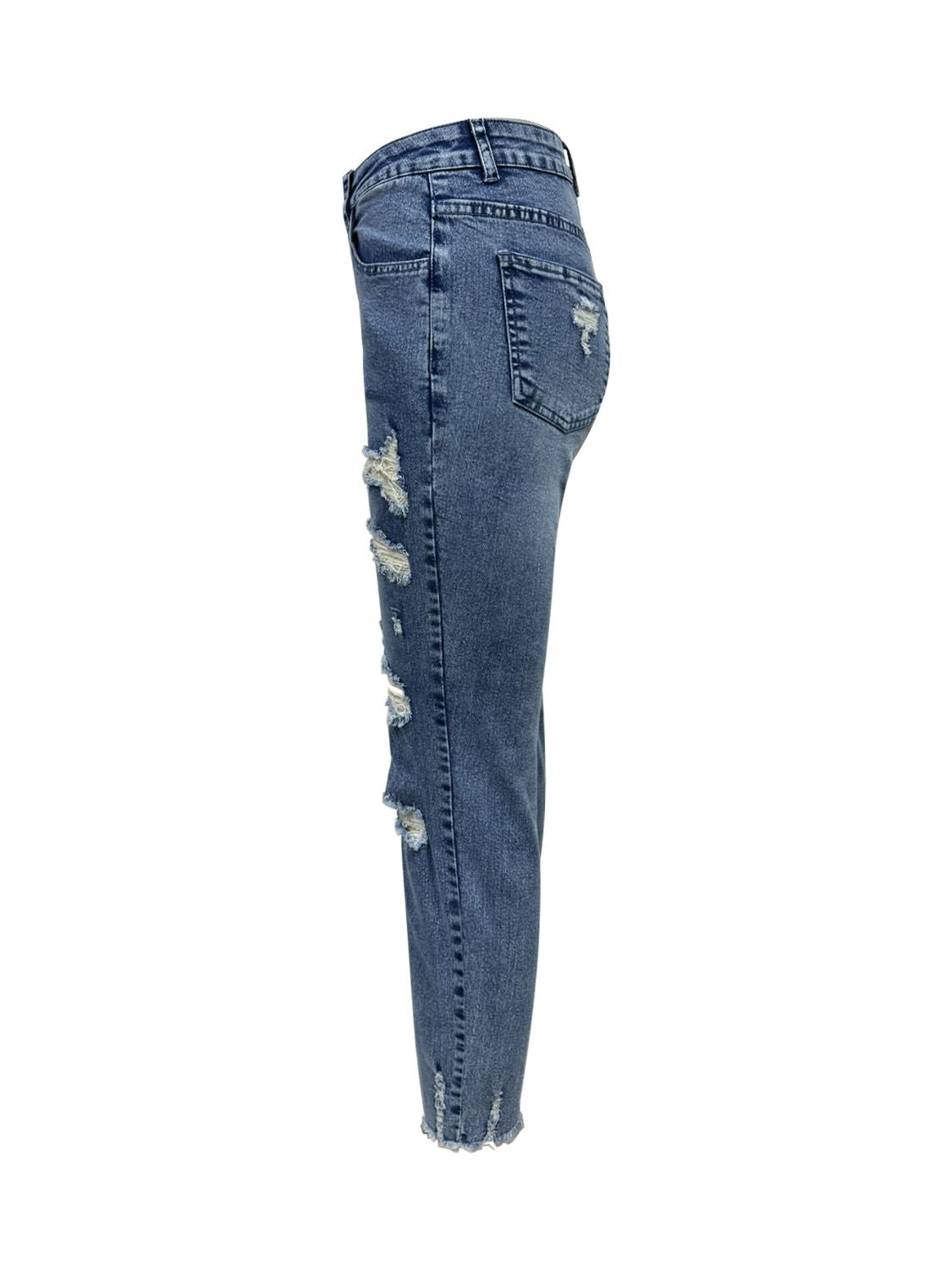 Distressed Raw Hem Jeans