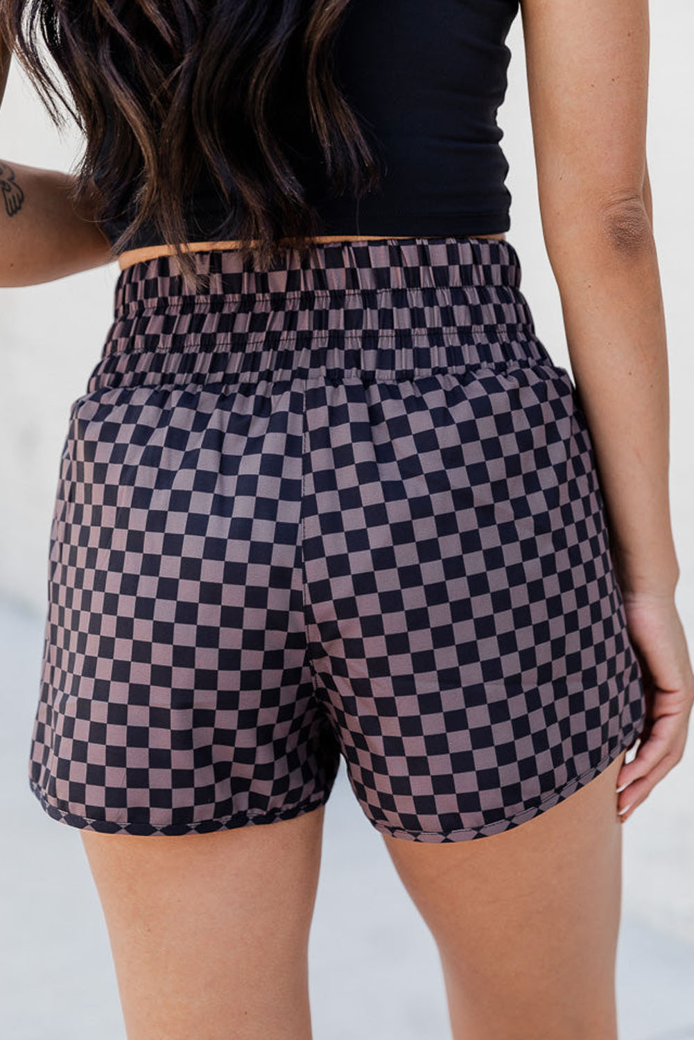 Let’s Go Checkered Elastic Waist Shorts