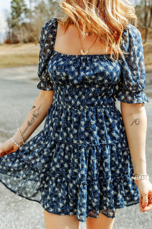 Halsey Square Neck Short Sleeve Dress