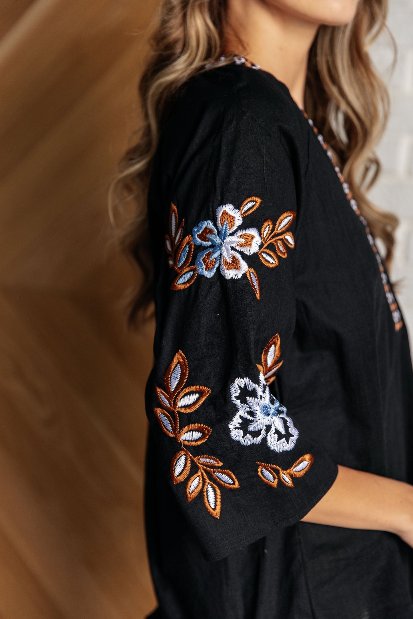 All In Me Embroidered V-Neck Blouse