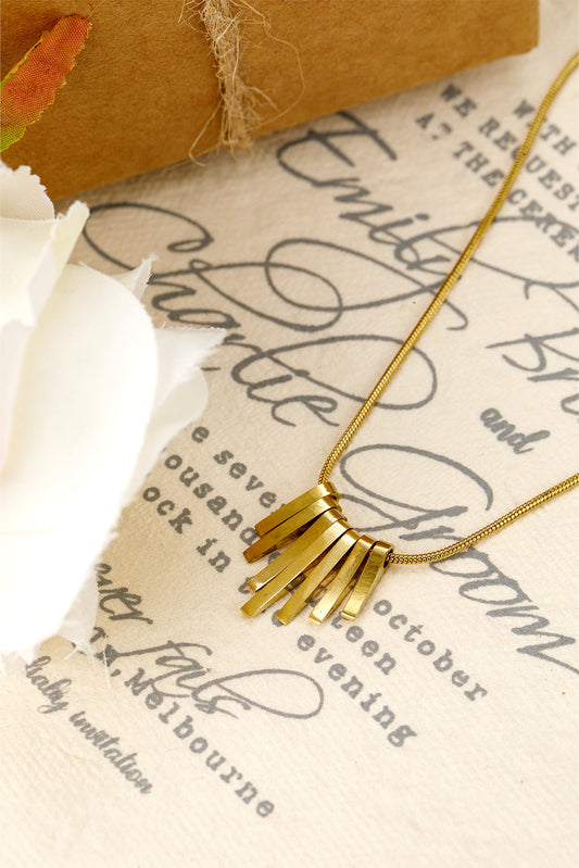 Gold Asymmetric Bar Pendant Necklace