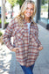 Be You Best Taupe Plaid Quilt Lined Button Down Shacket