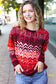 Holiday Vibes Wine Cable Knit Print Hacci Knit Sweater