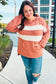 Feeling Playful Rust Stripe Color Block French Terry Hoodie