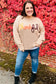 Feeling Thankful Taupe Pop Up Glittery Embroidery Sweater