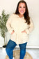 Easy Living Oatmeal Textured Knit Notch Neck Oversized Collar Sweater