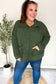 Easy Living Olive Textured Knit Notch Neck Oversized Collar Sweater