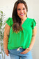 Sunny Days Kelly Green Banded V Neck Flutter Sleeve Top